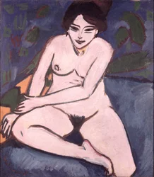 Modèle sur fond bleu, 1906